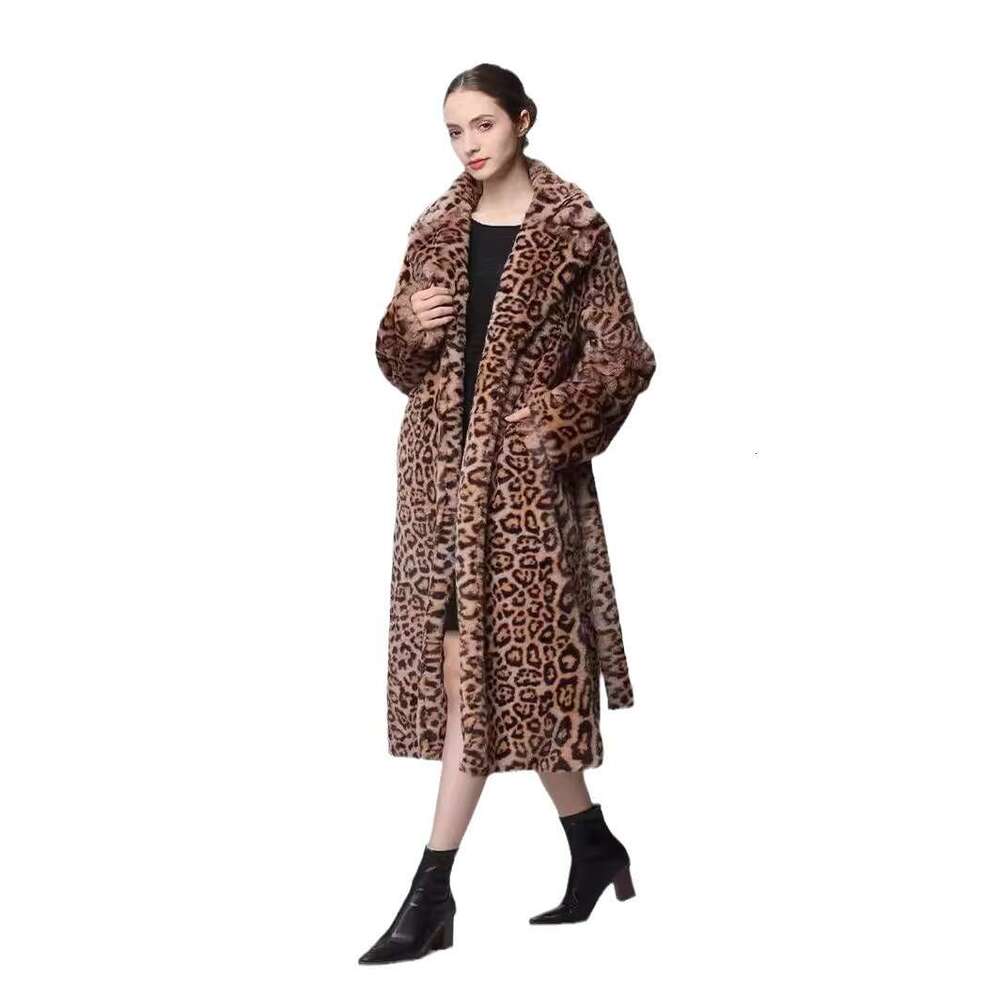 shanshi fur coat women Brown leopard print faux grass coat synthetic eco-friendly fur mink fur coat for women