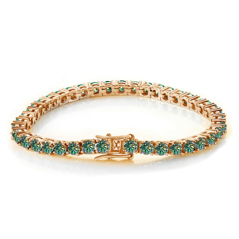 JoyceJelly Rose Gold Color Tennis Bracelet With D Color VVS Moissanite Dia Jewely Sterling Sier Bracelets For Women fecf6