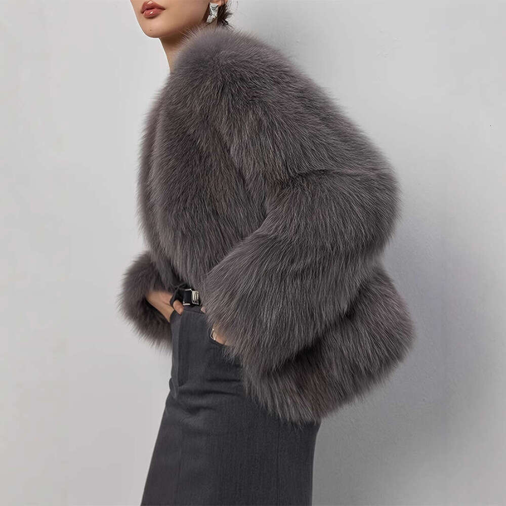 shanshi fur coat women Winter Warm Solid Color Imitation Women's Fur Coat