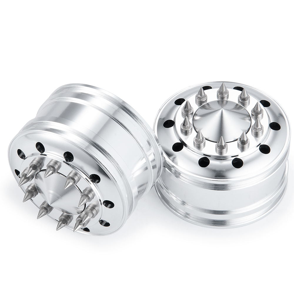 TRINOOD Aluminum Front Wheel Hub Rims for 1/14 Tamiya Truck Tractor VOO MAN 770S R470 R620 FH12 Upgrade Parts