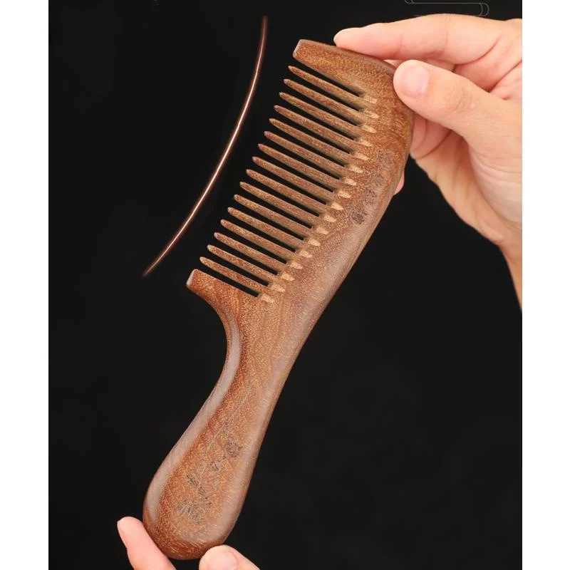 Natural Sandalwood Comb Massage Anti static Non card Wooden Comb Straight Hair W241112