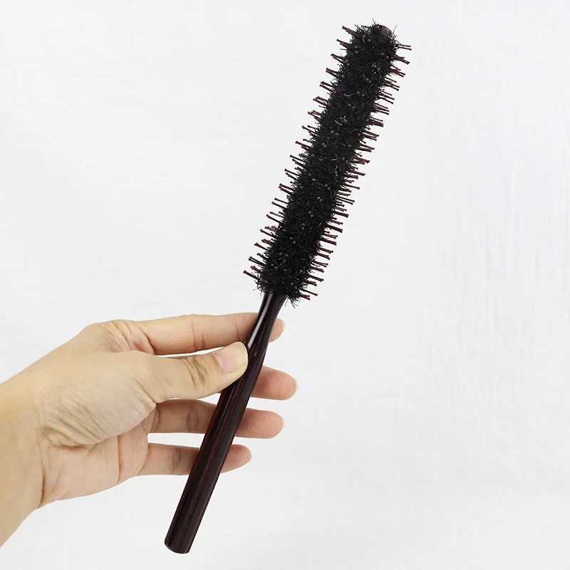 PCE Natural Solid Wood Curling Brush Natural Mane Curling Brush Cylindrical Curling Brush Styling Tool Hair Comb W241112