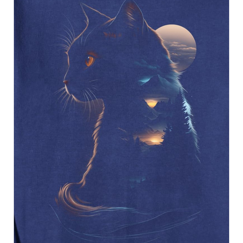 Long Sleeve Shirts for Men sweatshirt Cat Hiking Mountain Sunset Forest Nature Lover Gift Graphic Sweatshirt T shirt Tee Streetwear Casual tops clothe