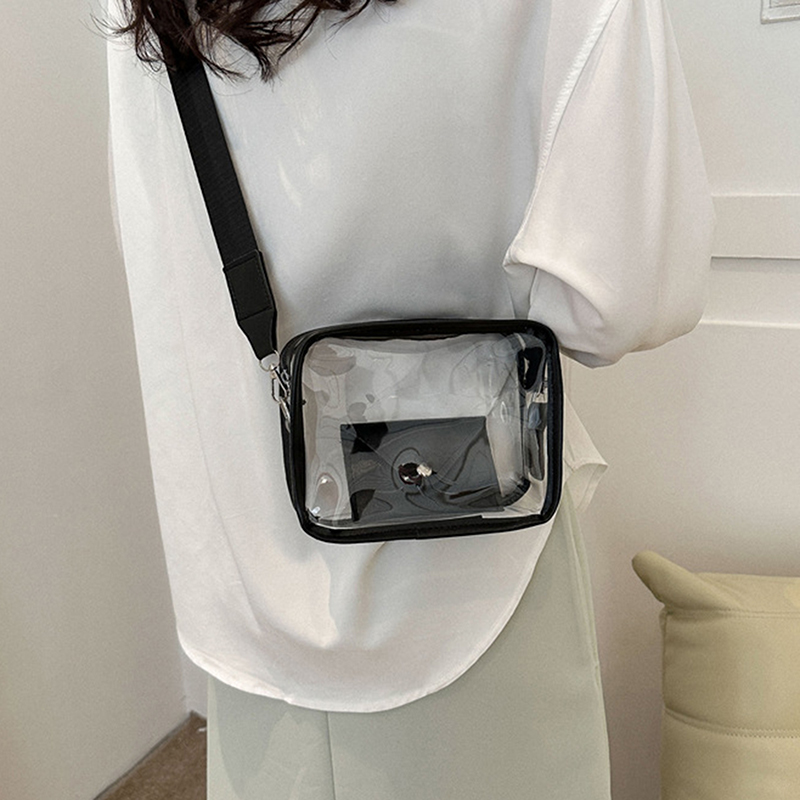 Women Transparent PVC Clear Purse Crossbody Beach Bagwith Wallet Shoulder Bags with Removable Strap Stadium Approved Bags 2023