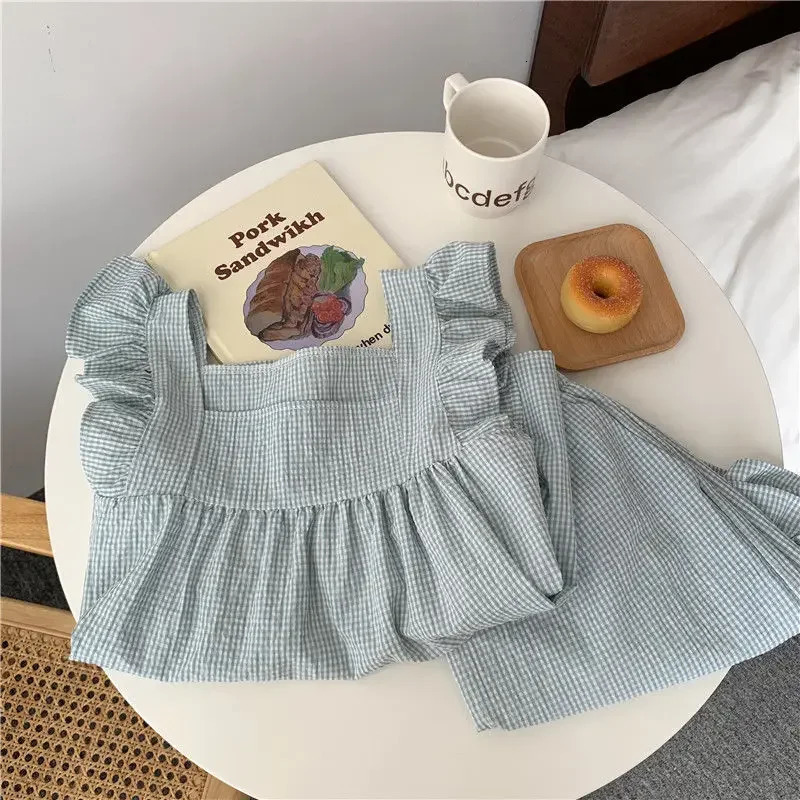 Plain sleepwear womens sleepwear shorts set long sleeved Korean Kawaii sleepwear ruffled summer home clothing set sleepwear evening gown 241112