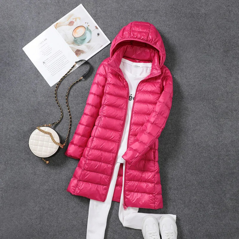 Plus Size 5XL Womens Long Inflatable Jacket Arrival Autumn Winter Womens Hat Detachable White Duck Down Jacket 241112