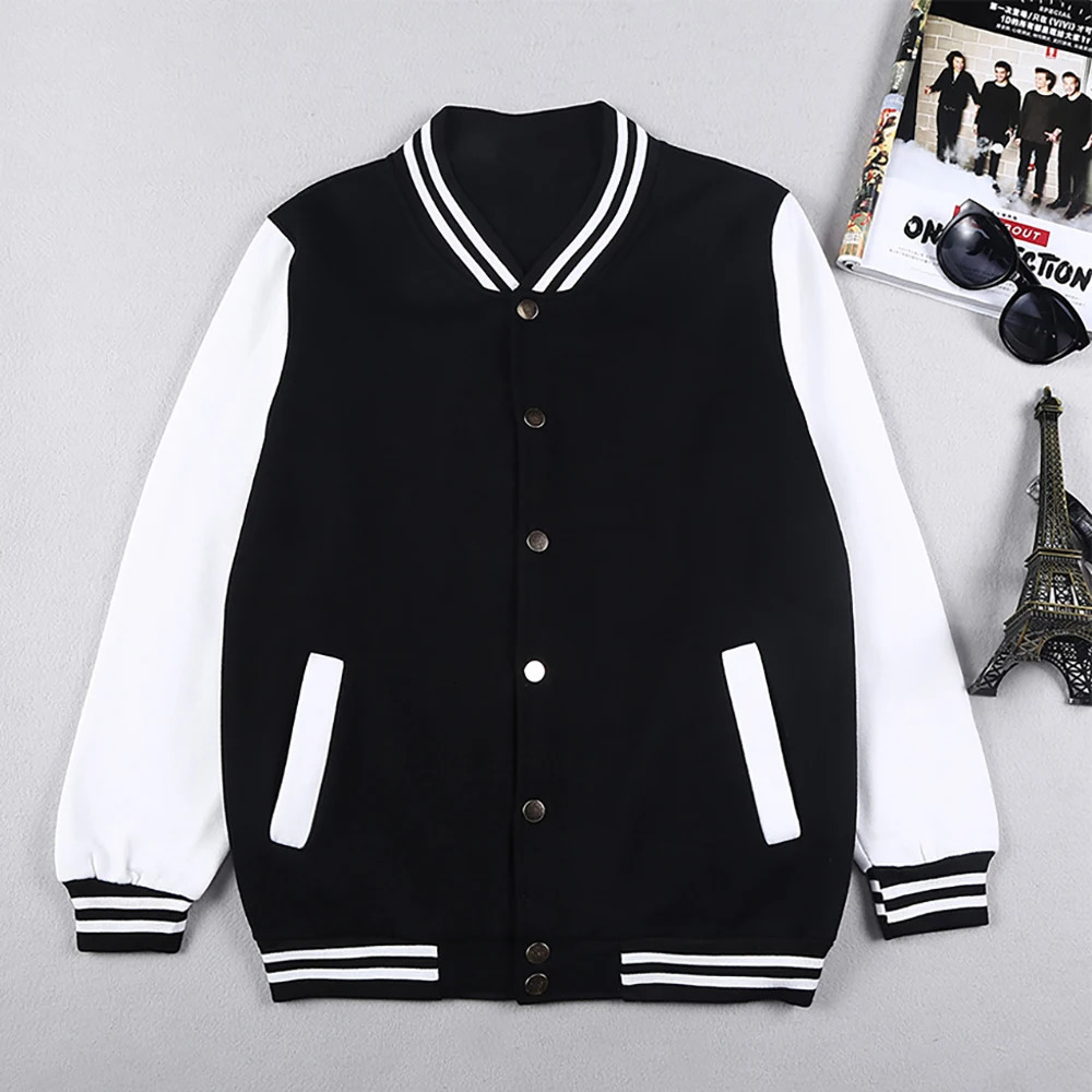 Black White Solid Color Jacket Loose Oversized Clothes Casual Men Baseball Personality Street Coat Warm Fleece Jackets 241108