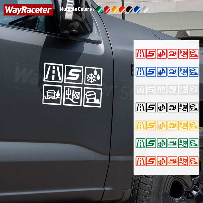 Reflective Door Trunk Side Window Sticker Terrain Response Icons Graphics Vinyl Decal For Ford F-150 Ranger Raptor Accessories