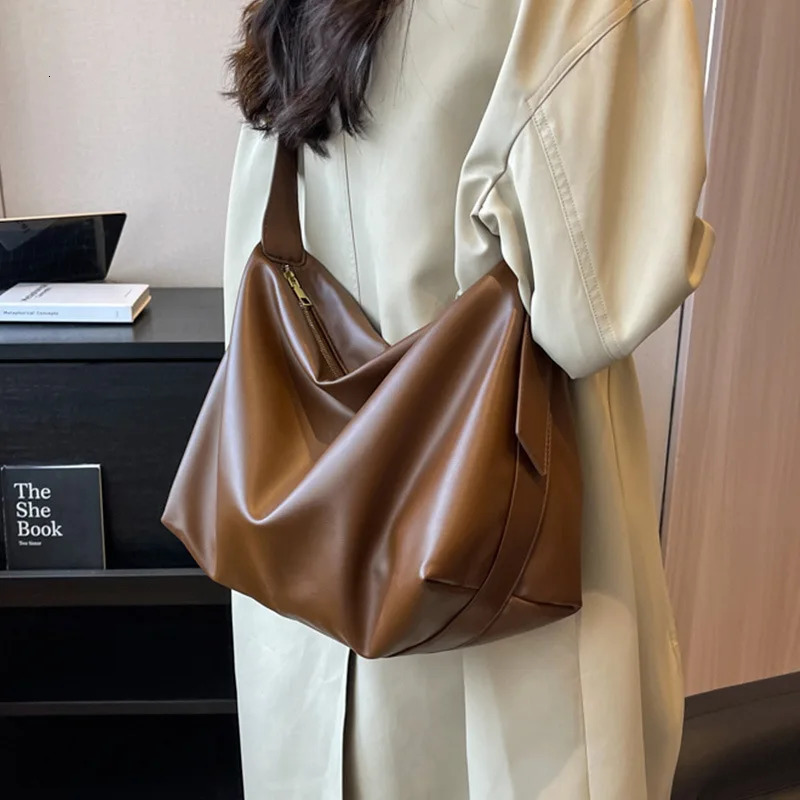 Vintage Pillow n PU Leather Boston Handbag For Women Casual Large Capacity Shoulder Crossbody Bags Fashion Shopper 241111