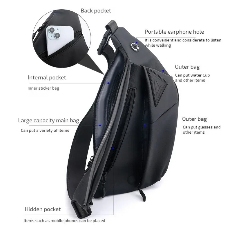 Antitheft Chest Bags Crossbody Bag for Men Messenger Sling Shoulder Mobile Phone Waterproof Bagpack Travel Sports 241111