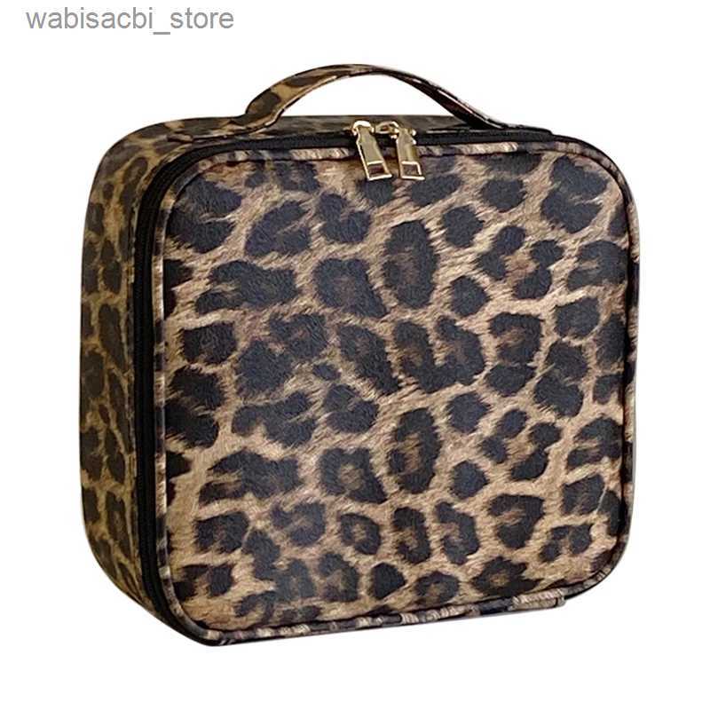 Cosmetic Bags 2021 New Leopard Waterproof Cosmetic Bag PU Leather Travel Large Capacity Beauty Makeup Case L49