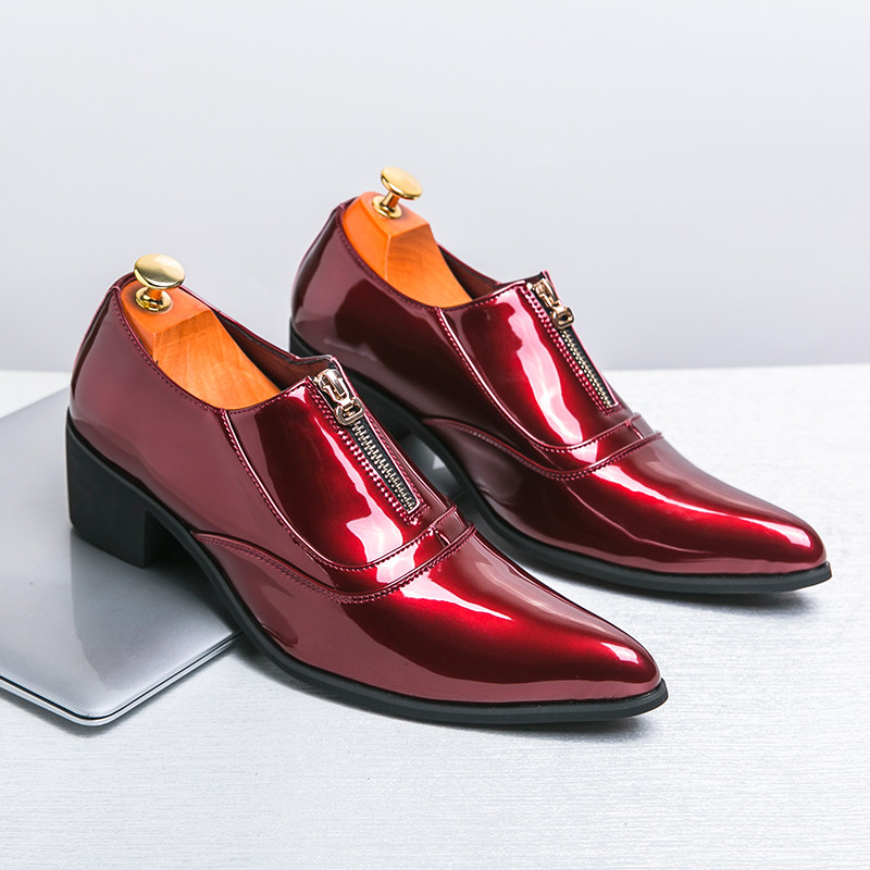 Shoe New Arrival Lace-Up Oxfords Leather High Heels Men Club Classic Pointed Toe Male Casual Shoes s
