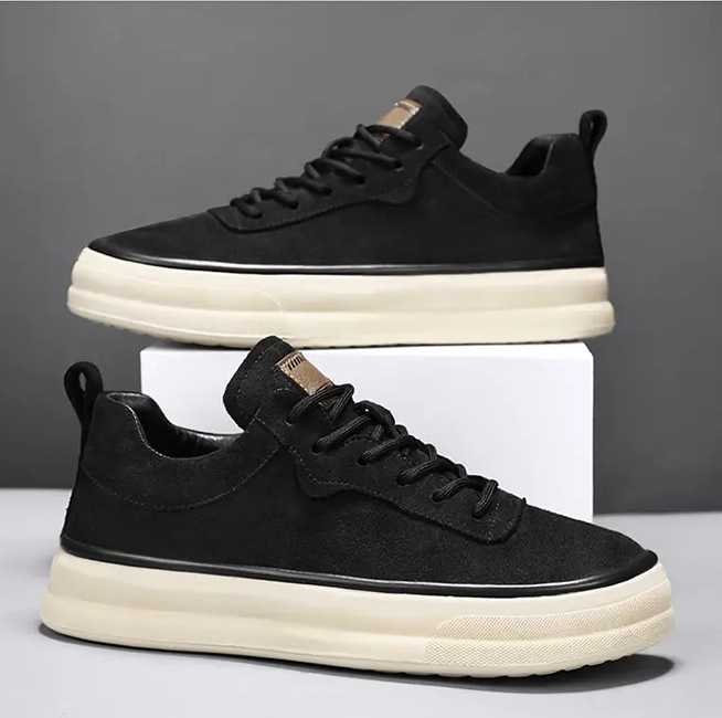Men's Casual Shoes:2024 New Leather Waterproof Wear-resistant Thick Sole Increase Height Popular Versatile,Black/Khaki/Coffee,Free shipping a632