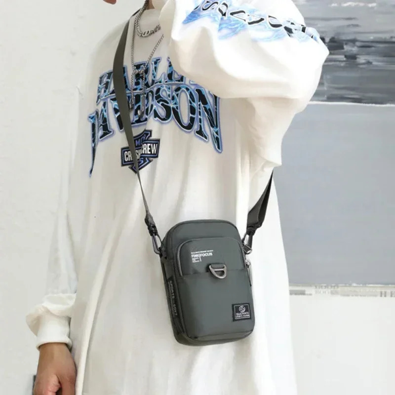 Fashion 3 Layers Men Small Shoulder Bag High Quality Durable Nylon Male Handbag Portable Messenger Flap Mini Waist 241111