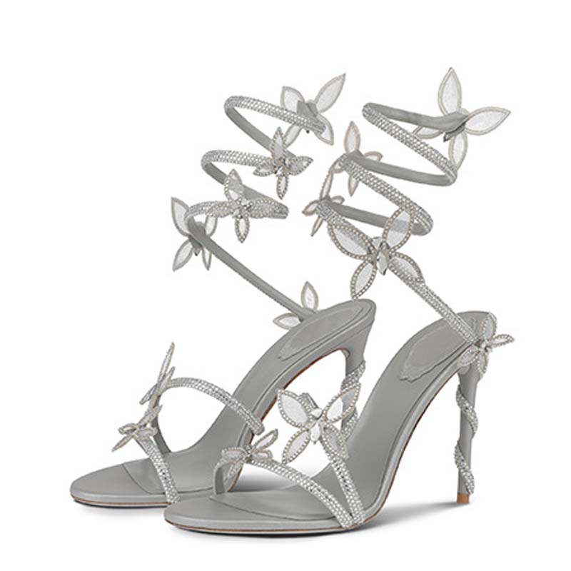 Crystal Eilyken Sexy Butterfly-knot Ankle Strap Sandals Woman Fashion Open Toe Stiletto High Heels Banquet Party Pumps Shoes e376