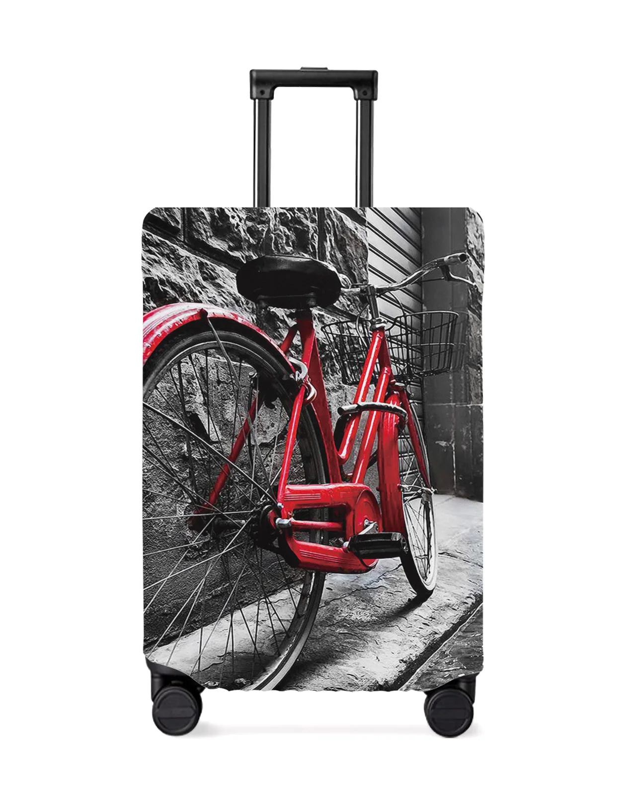Retro Vintage Red Bicycle On The Street Old Town Lage Cover Travel Accessories Suitcase Elastic Dust Case Protect Sleeve abb8b 5 00c13