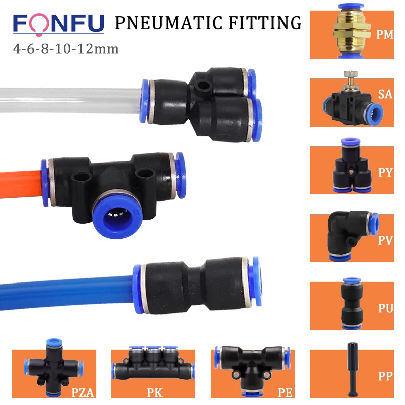 20/50PCS Pneumatic Fittings Air Pipe Connector Tube Air Hose Quick Release Fitting PE PV PU PY SA PM 4mm 6mm 8 10 12mm 16mm 80970 5 e15a7