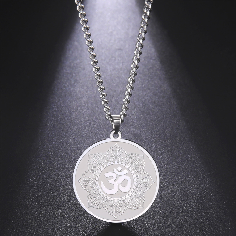Jeshayuan Yoga Om Symbol Pendant Yoga Hindu Spiritual Amulet Jewelry Sanskrit Symbol Om Aum Ohm Lotus Yoga Pendant Necklace