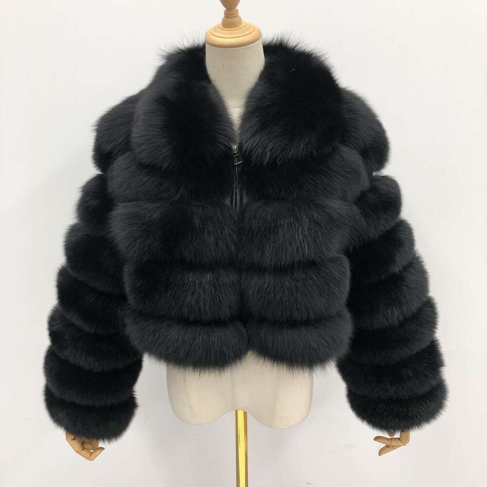 shanshi fur coat women Winter Minimalist Splicing Style Big Collar Fox Fur Coat