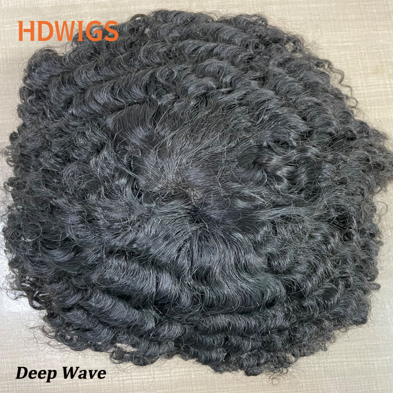 20mm Curly Men Capillary Prosthesis Fine Mono NPU Indian Human Hair Wig Brown Man Toupee Hair System Natural Hairpiece With Grey 73574