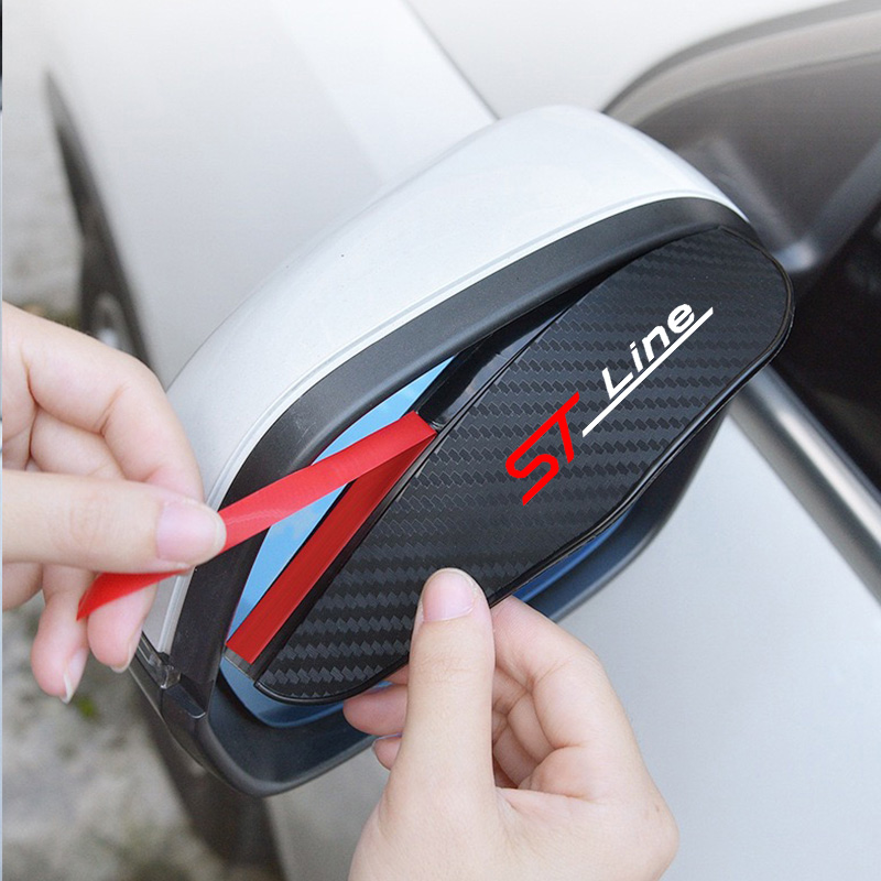 2pcs Car Rearview Mirror Rain Shield Eyebrow Cover Sticker for Ford ST LINE STLINE Focus Mustang SHELBY eo