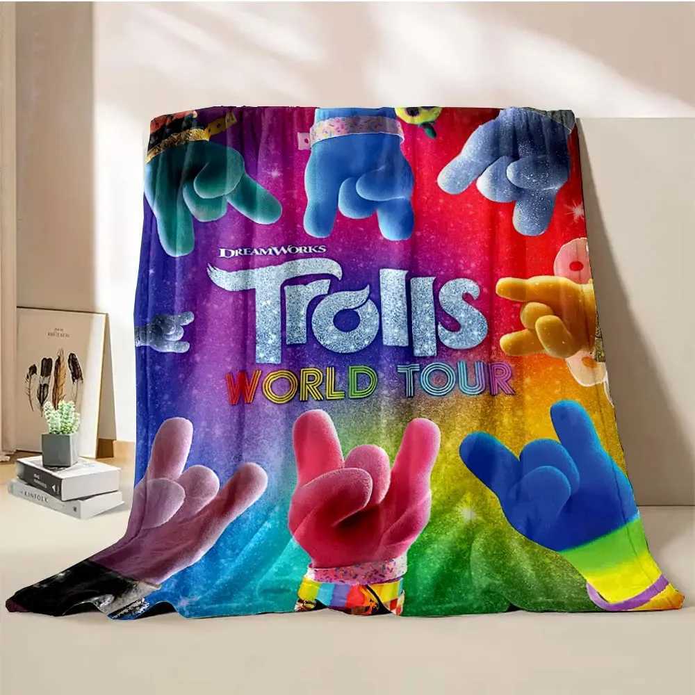 Trolls Band Together Cartoon Blanket Warm Soft Fluffy King Size Throw Kid Adult Sofa Bed Break Blanket Cover Travel Throw GiftXJ241111