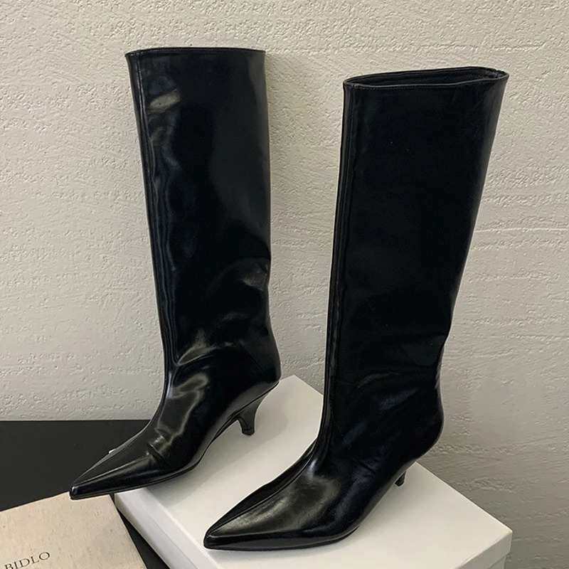 Eilyken Winter Fashion Knee-High Boots Women Pointed Toe Elegant Thin Low Heel Casual Ladies Pumps Shoes Long Botas Mujer 241112
