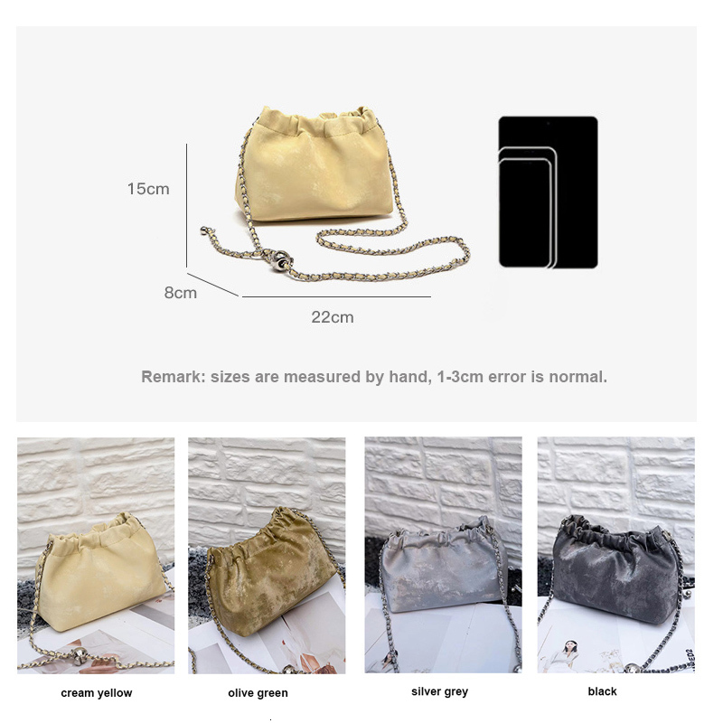 Summer New Women Chain Messenger Female Soft Split Leather Fashion Bucket Shoulder Lady Casual Crossbody Bag Patent Leather