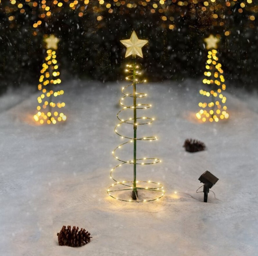 Solar Outdoor Garden Christmas Tree Light Stand Garden LED Ground Lamp String Saterproof IP65 Star Lantern Decorative Light e855f
