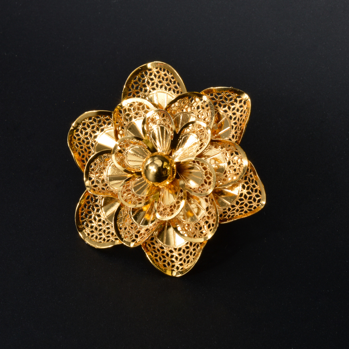 Dubai Nigerian Gold Plated Rings Big Flower Jewellery Indian Bride Wedding Ethiopian Luxury Finger Jewelry For Women Party Gift