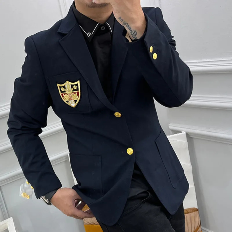 Night Show mens Korean fashion er sports jacket slim fit badge embroidered fashion jacket set collar high-quality sports jacket 241112