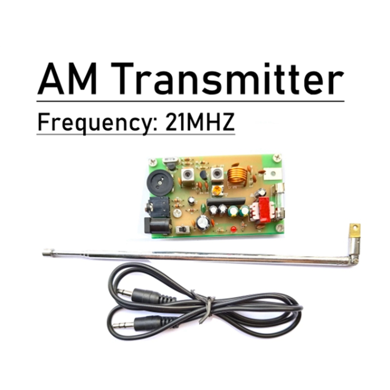 1 Piece Shortwave AM Radio Transmitter Board 21MHZ Crystal W Antenna Kit Campus Broadcast SW Ham Radio Amplifier (B) 19db9
