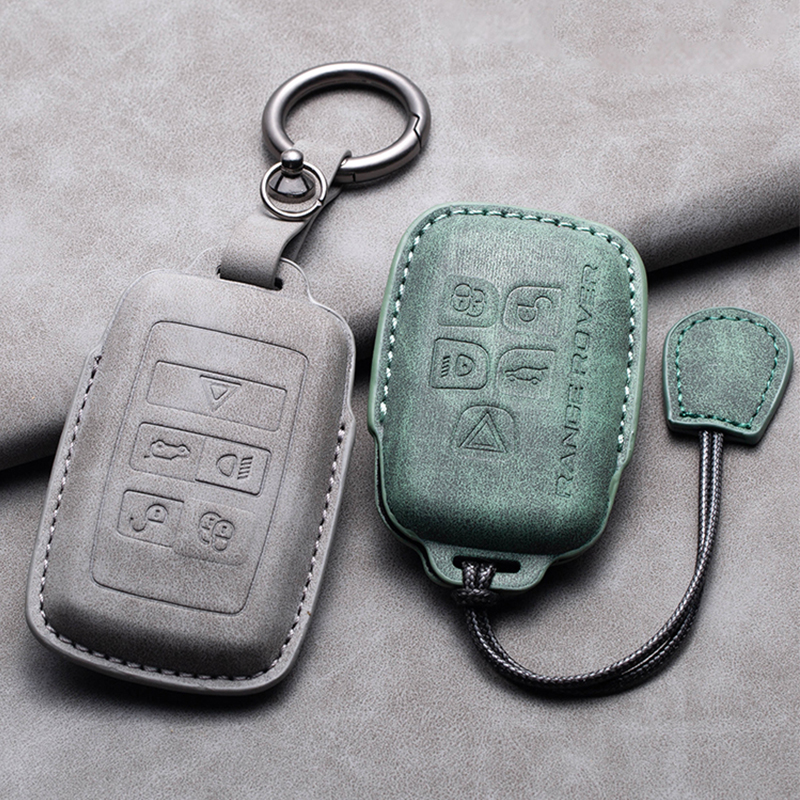 Leather Car Key Case Cover Holder Shell Keychain For Land Rover Range Rover Sport Discovery 3 4 Elander 2 Evoque Accessories