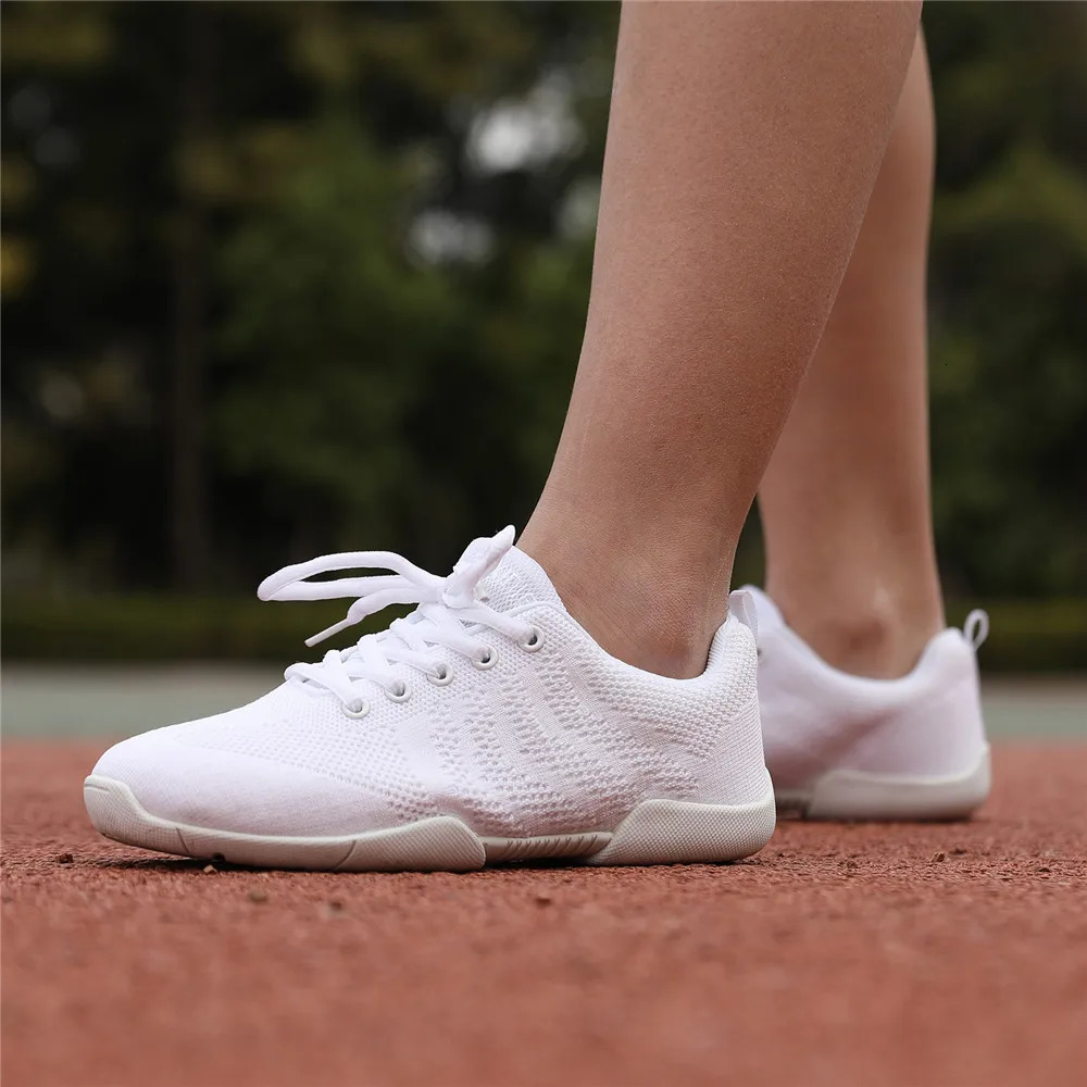 BAXINIER Girls White Cheerleading Sneakers Childrens Lightweight Cheerleading Training Walking Tennis Womens Fashion Sneakers 241111