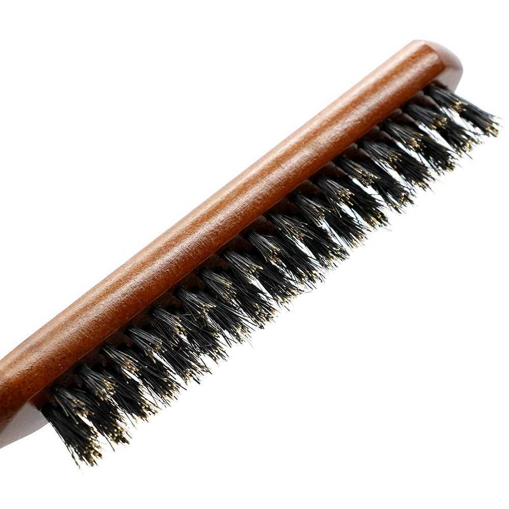 Natural pig mane hair fluffy comb wooden handle hair brush anti-static hair comb scalp massage hair stylist styling tool W241112