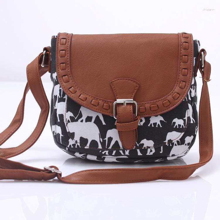 Shopping Bags Autumn And Winter European American Retro Style ral Cloth Women's Shoulder Bag Canvas Animal Pattern Casual Small Foreign zhanyishe