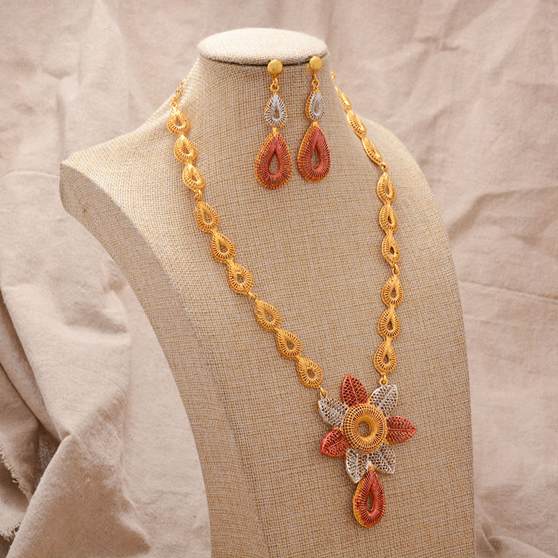 Gold Color Jewelry Set For Women Bride Dubai Africa Punk Wholesale Jewelry Set dad86