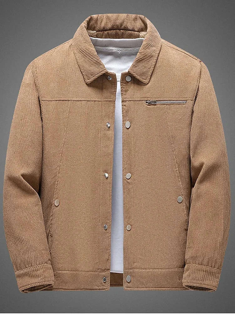 Corduroy Coat Men 2024 Fashion Plus Fleece Jacket Autumn Winter CottonPadded Lamb 241108
