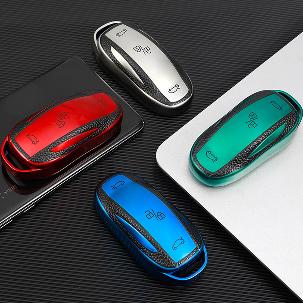 Leather TPU Car Smart Key Cover Case Fob for Tesla Model X Model S Model 3 Model Y Key Shell Bag Holder Protector Accessories 9ed70 5 54c43