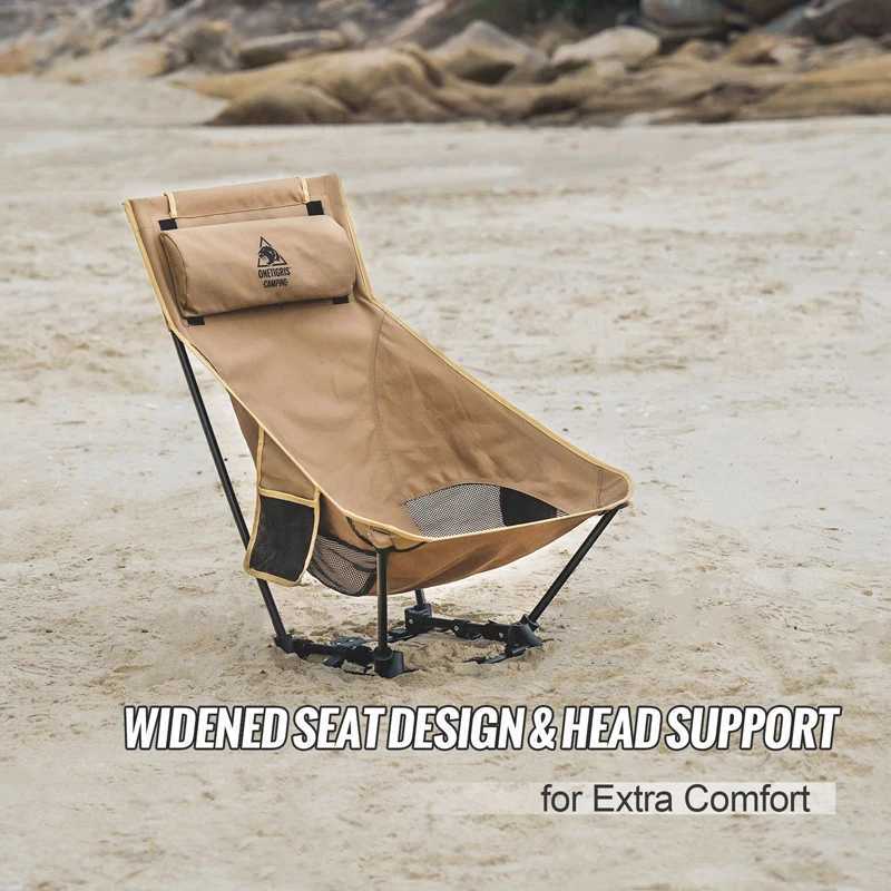 OneTigris Portable Camping Chair Outdoor High Back Chair for Fishing Hiking Barbecue Party Garden Indoor UseW241111