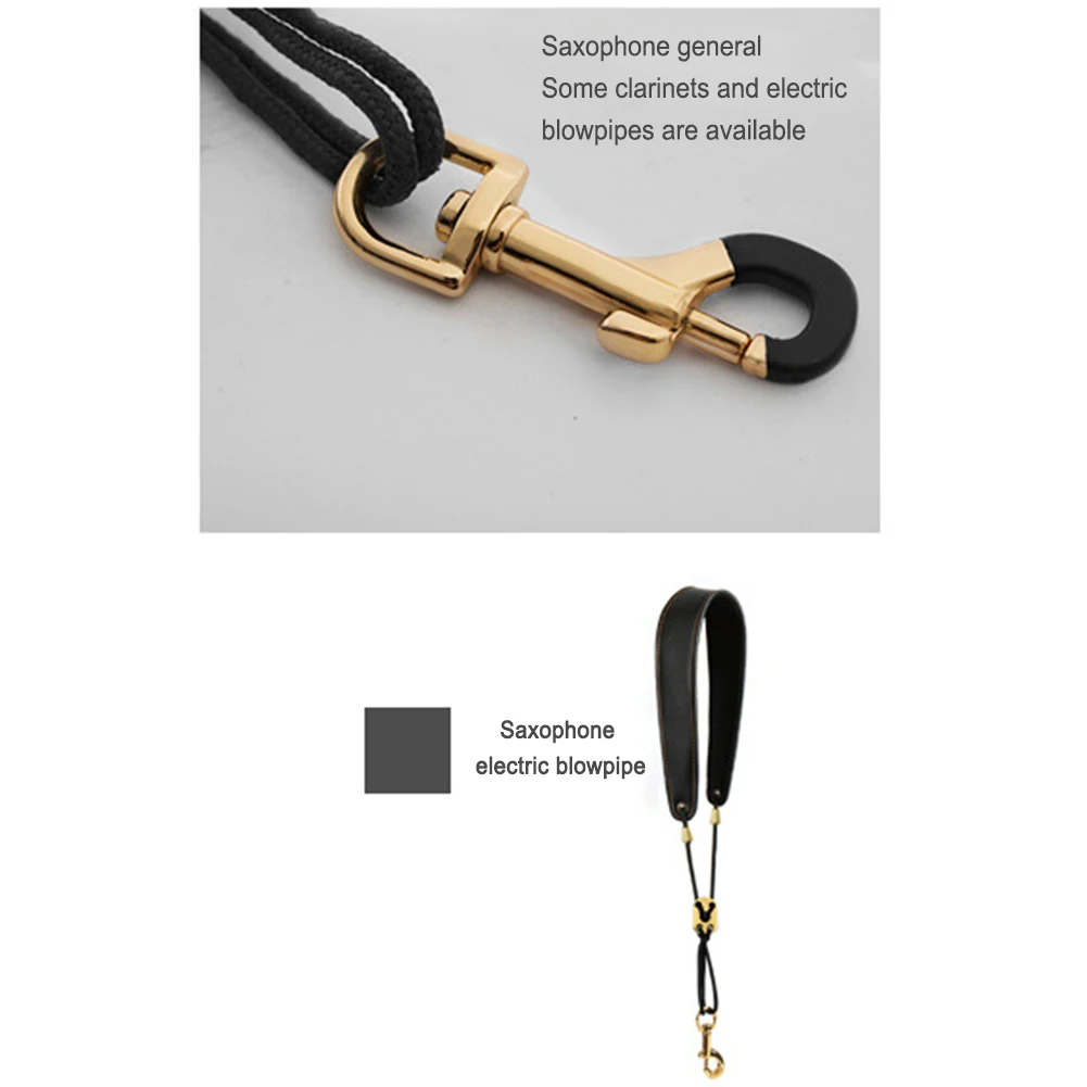 Adult Child Soft Sax Strap Leather Double Shoulder Saxophone Straps with Metal Hook for Alto Tenor Soprano Sax Saxophone Parts