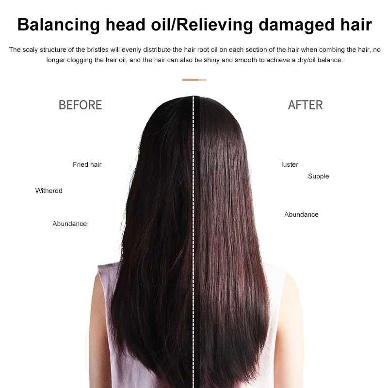 Wooden massage hair brush hair comb for hair dry hair brush wet chamfering wooden comb womens hair beauty care paddle pad massage brush W241112