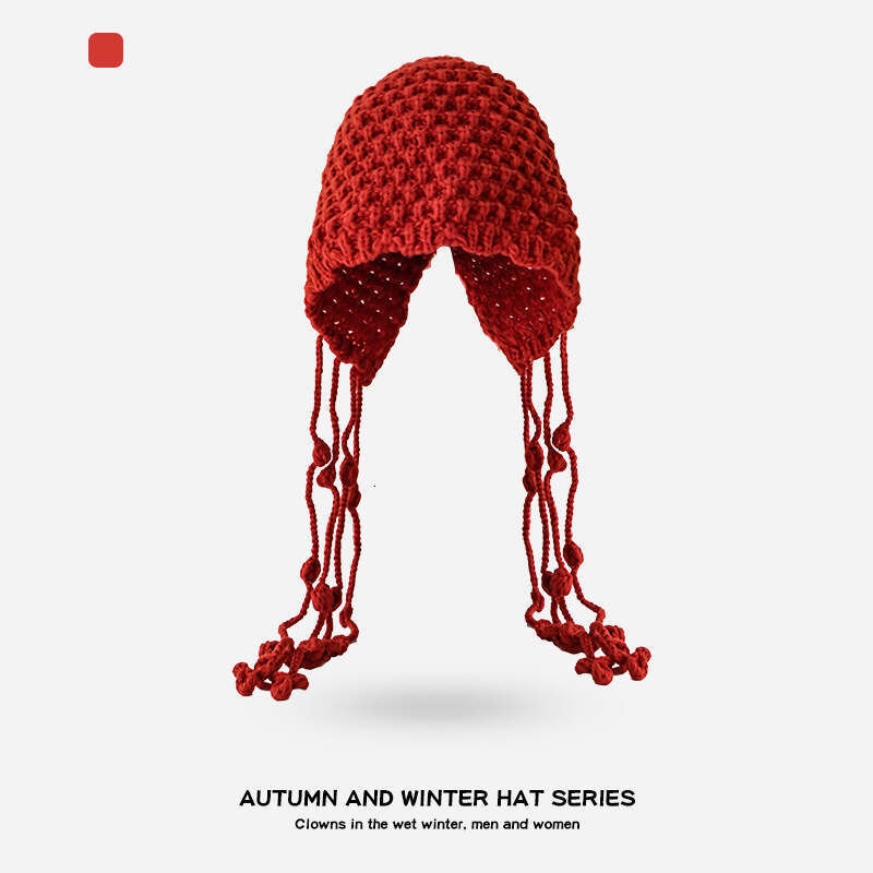 autumn winter warm woolen hat hand woven hollow toe cap womens ethnic and stylish su ear protection sleeve knitted hat