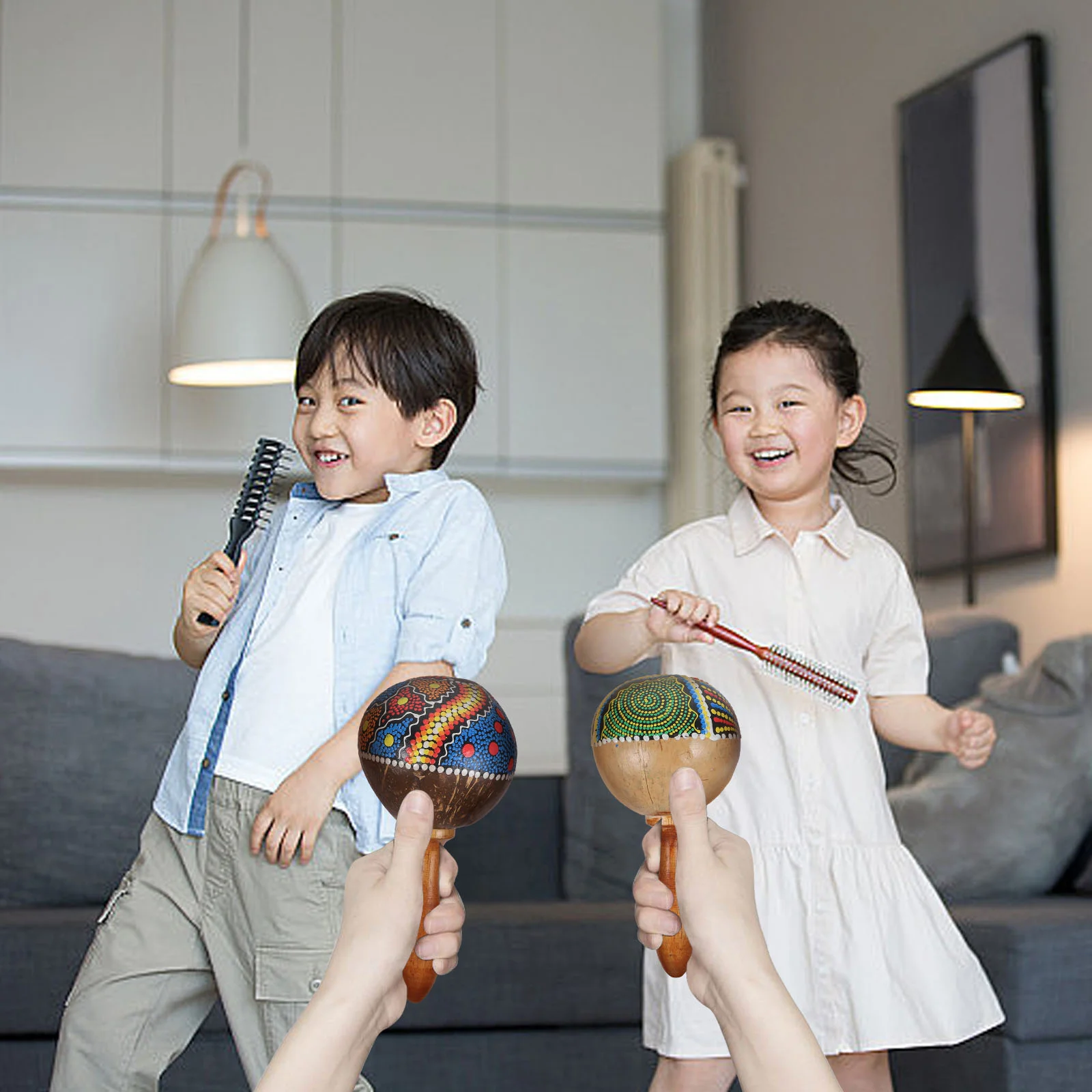 Maraca Wooden Fiesta Maracas Toys Preschool Educational Plaything Birthday Present Noise Maker Eggs for Children