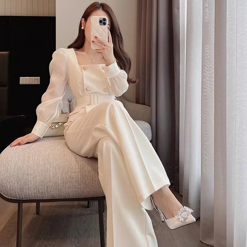 Womens 2 Pant Set White Two Pieces Sets Pants for Woman Wide Leg Party Trousers Suits Blazer and Outfits Co Ord Classy Clothes 241112