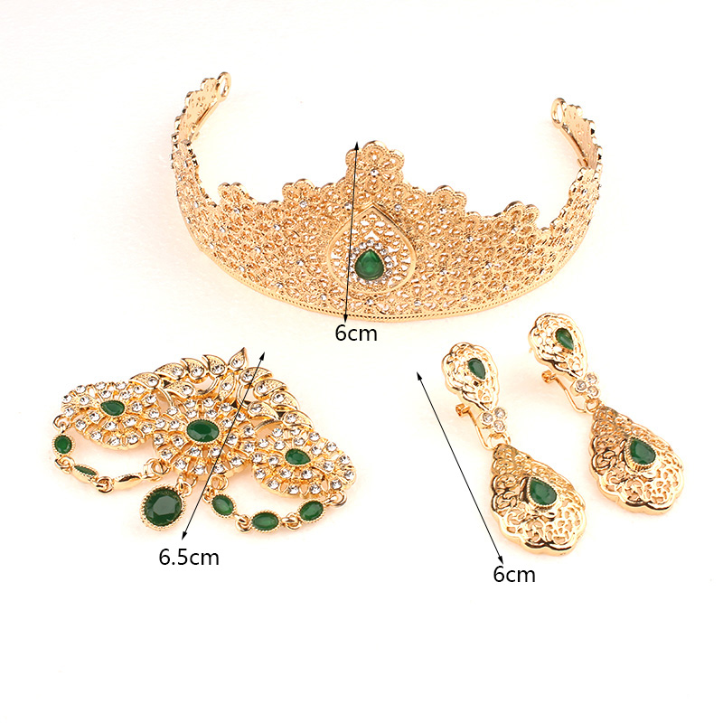 Women Jewelry Set Algeria Wedding Bridal Tiara Party Favor Crystal Brooch Women Earrings Designer Jewelry Sets Quality 750dc