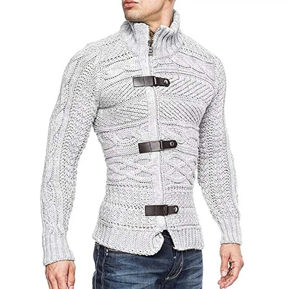 Mens elastic fashionable acrylic fiber loose sweater jacket winter mens turtle neck pullover sweater W2411111