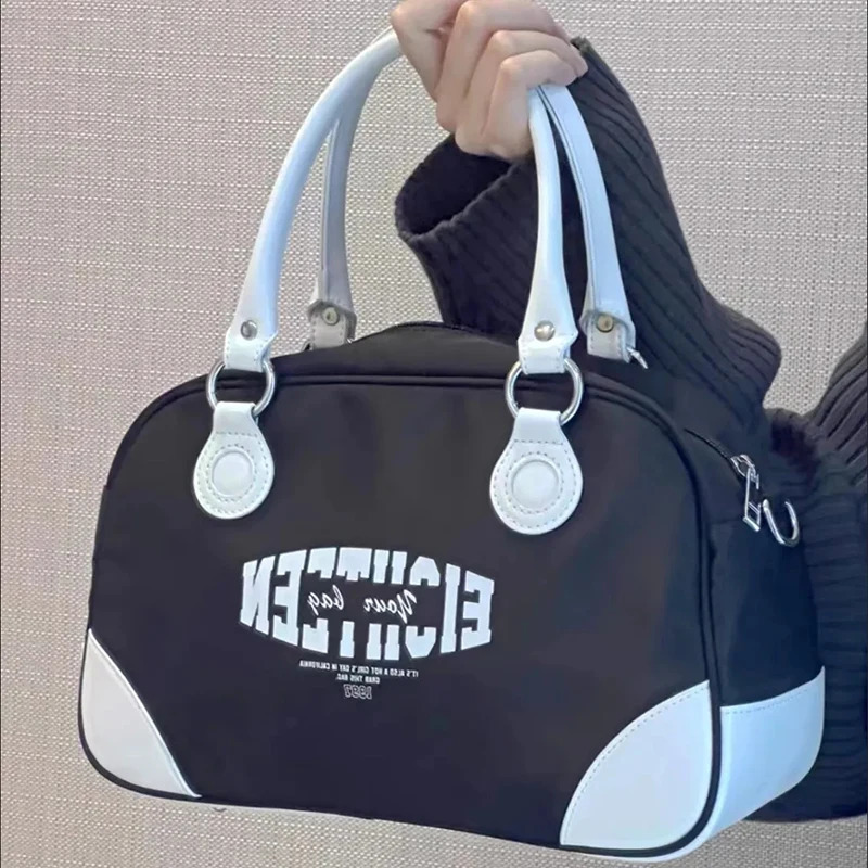 HAEX Vintage Womens Bag Trend LA Style Fashion Large Capacity Boston Casual Daily Nylon Crossbody Shoulder Bolso Mujer 241111