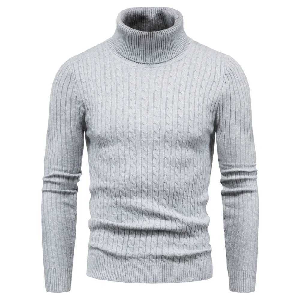 Autumn and winter new trend turtle neck solid color slim fit sweater mens jacquard zipper mens knitted sweater comfortable top W2411111