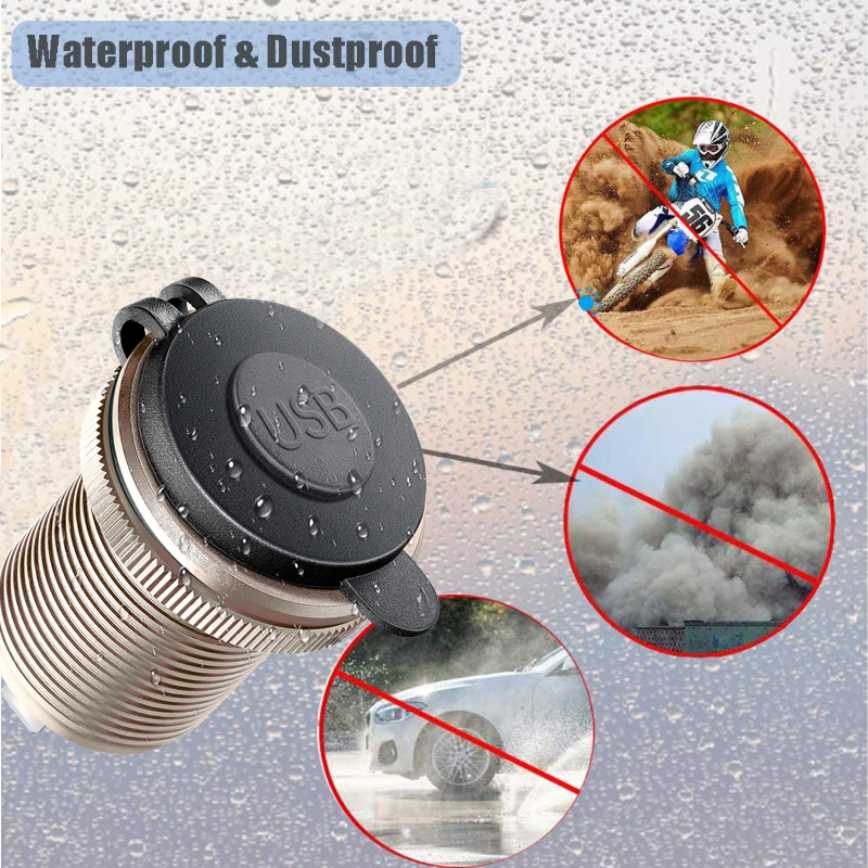 Car Charger Socket V Dual USB QC Port With LED Voltmeter tomada v automotivo for Boat Marine 5